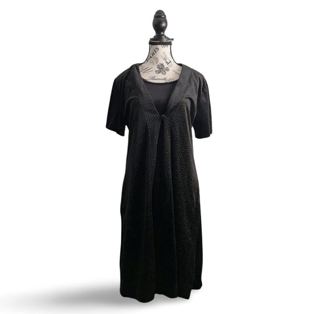 🇨🇦 Gloria Vanderbilt 90s Black Velvet Dress Size Medium Y2K Grunge Goth